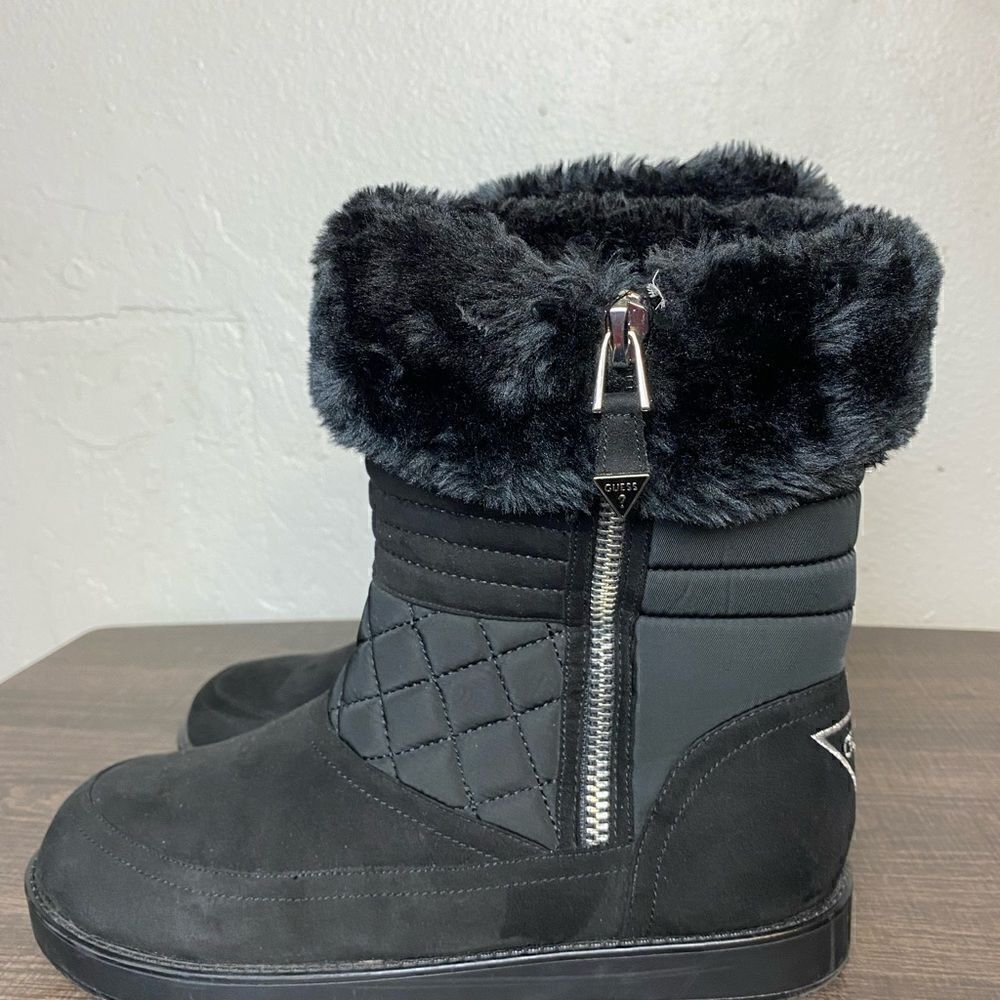 GUESS Womens Black Faux Fur Lined Boots Size 9 - Picture 3 of 10
